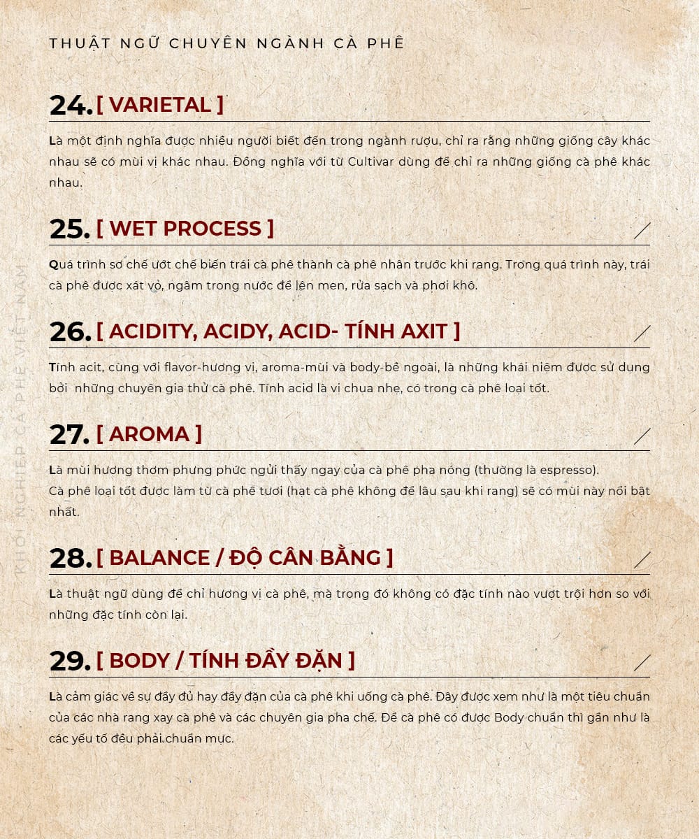 Những thuật ngữ chuyên ngành trong rang xay cà phê